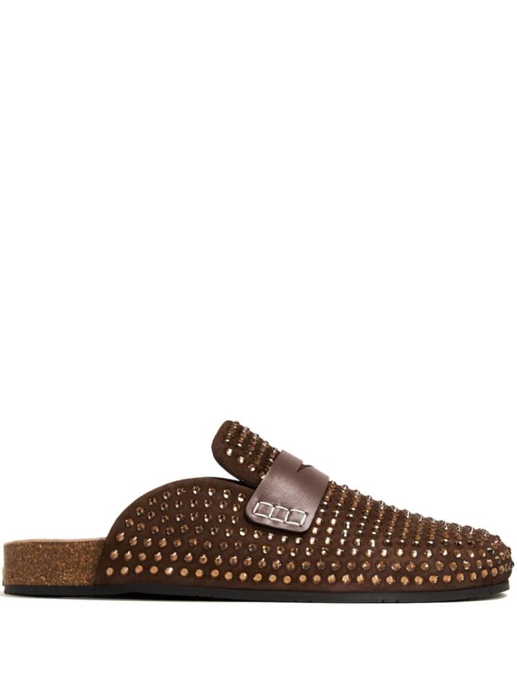 JW Anderson crystal-embellished suede slippers - Brown Cover