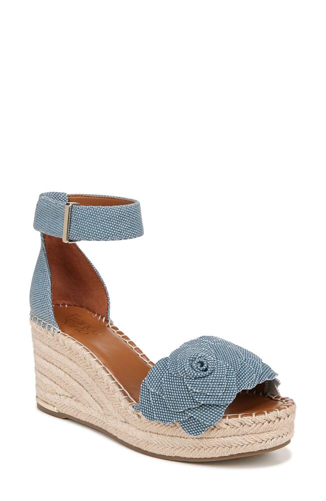 Franco Sarto Clemens Ankle Strap Platform Wedge Espadrille Sandal in Denim Flower Cover