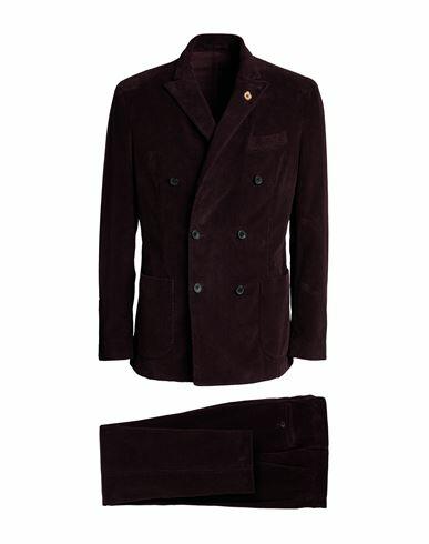 Lardini Man Suit Deep purple Cotton, Elastane Cover