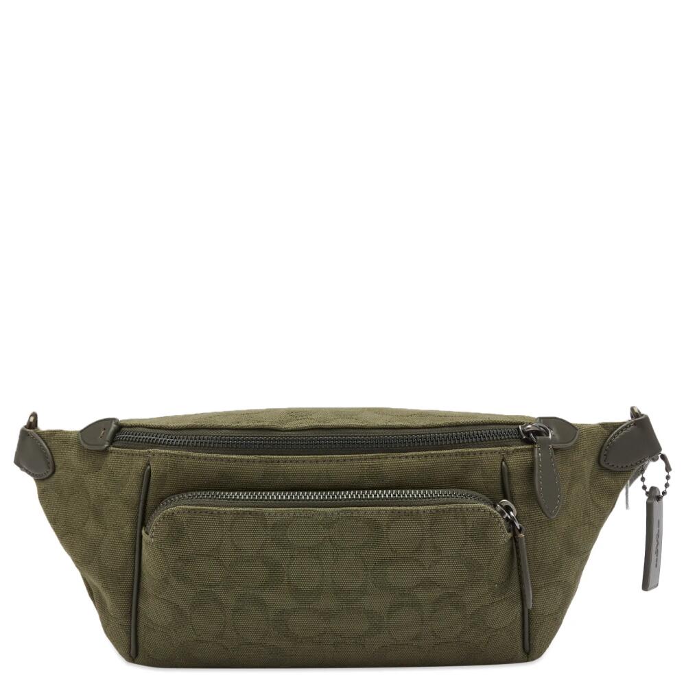 Coach Men's League Belt Bag in Army Green Signature Canvas Cover