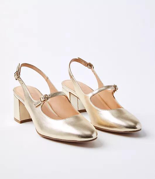 Loft Metallic Mary Jane Slingback Block Heels Cover