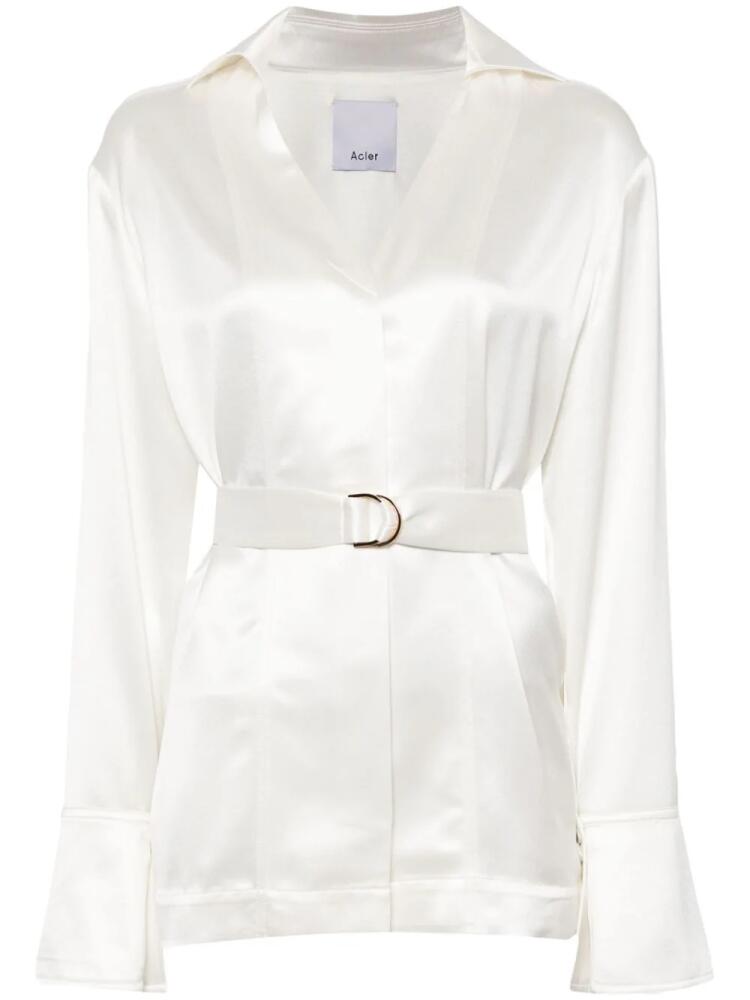 Acler v-neck satin-finish shirt - White Cover