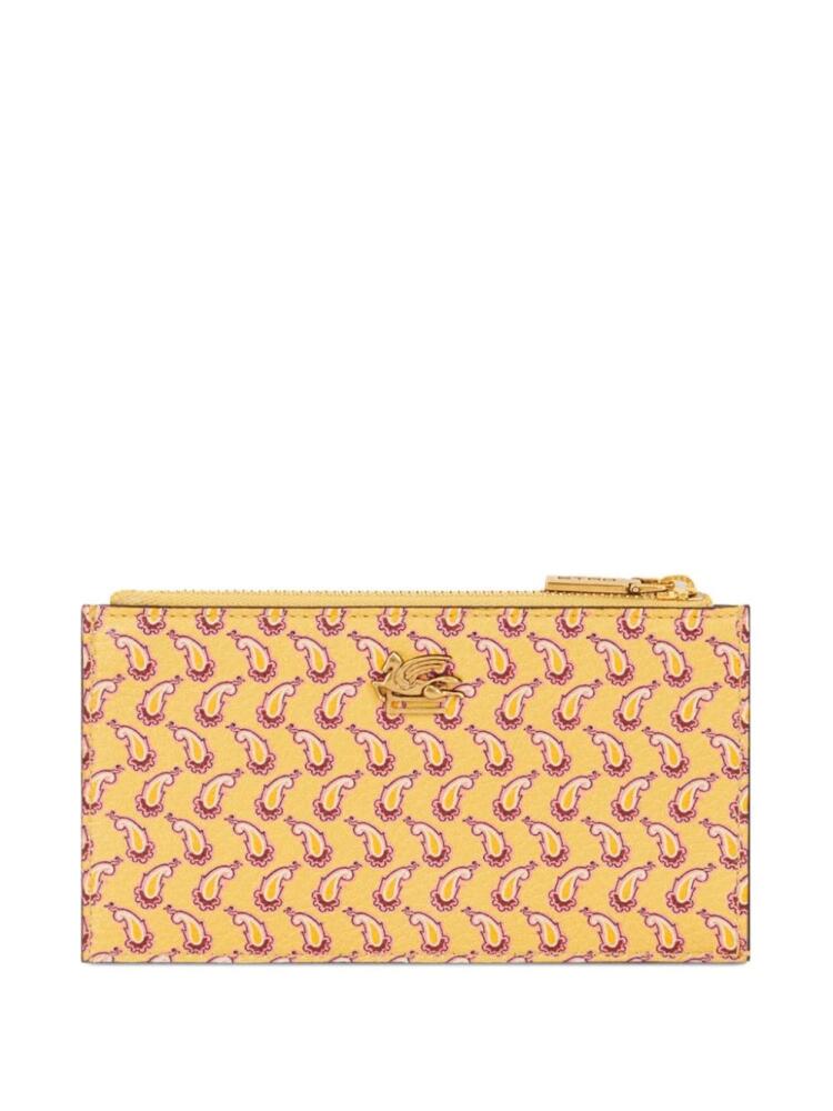 ETRO Micro Paisley-print leather wallet - Yellow Cover