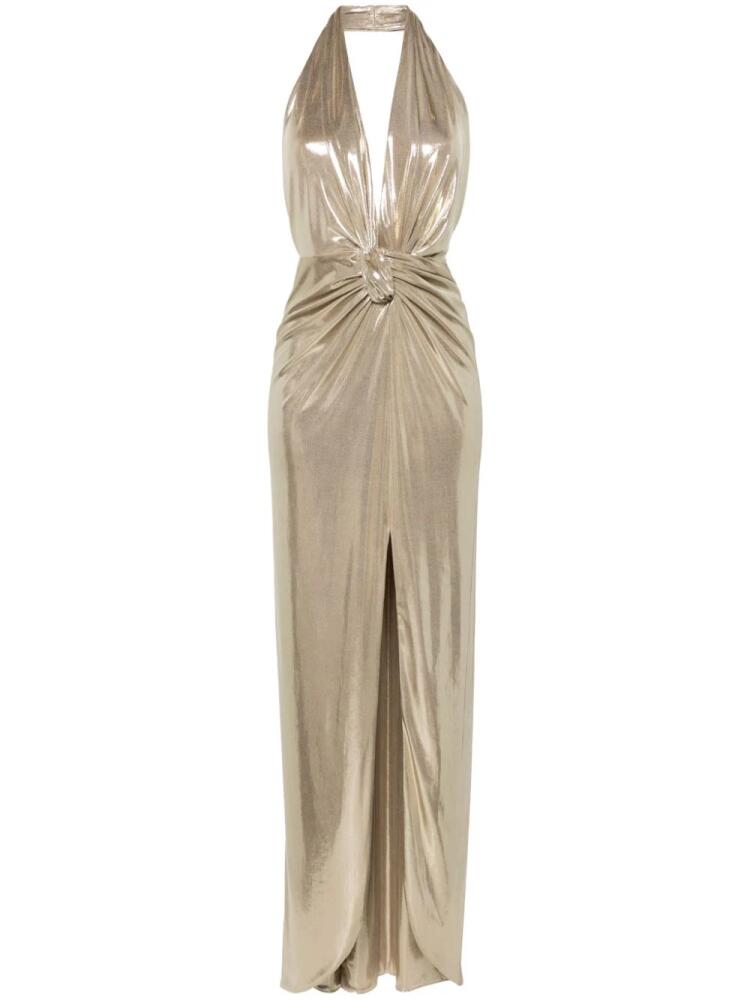 NISSA backless high-shine maxi dress - Gold Cover