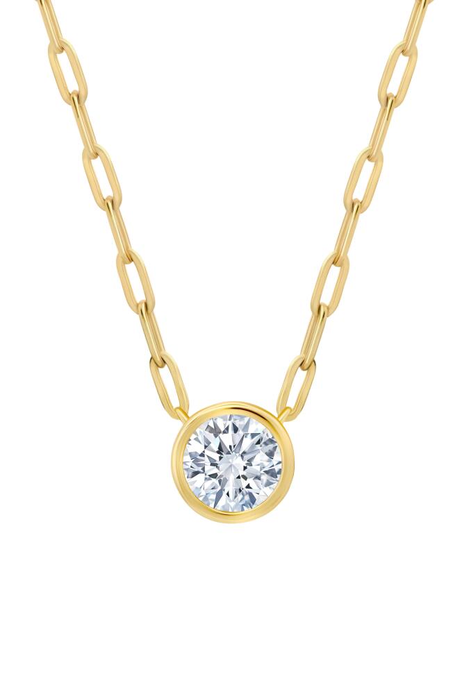 Crislu Bezel Set Cubic Zirconia Pendant Necklace in Gold Cover