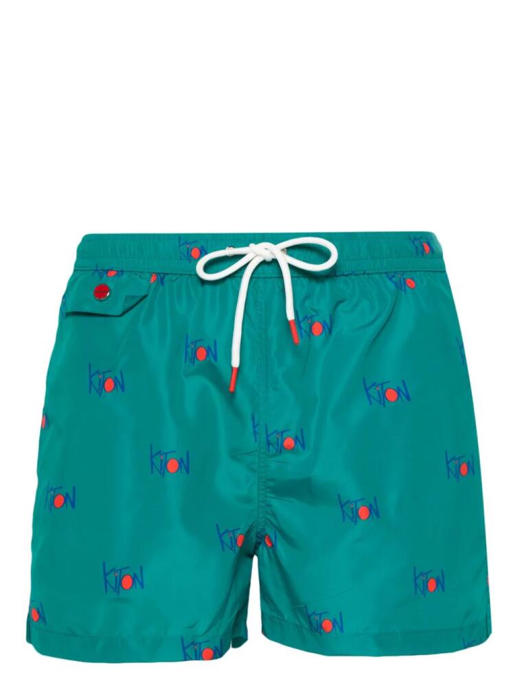 Kiton logo-print swim shorts - Green Cover