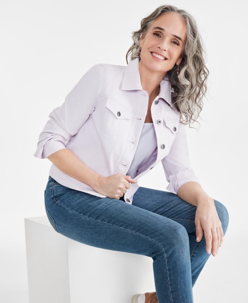 Style & Co Women's Classic Denim Jacket, Regular & Petite, Created for Macy's - Lavender Fog Cover