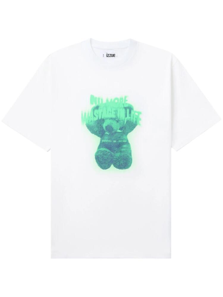 izzue teddy bear-print cotton t-shirt - White Cover