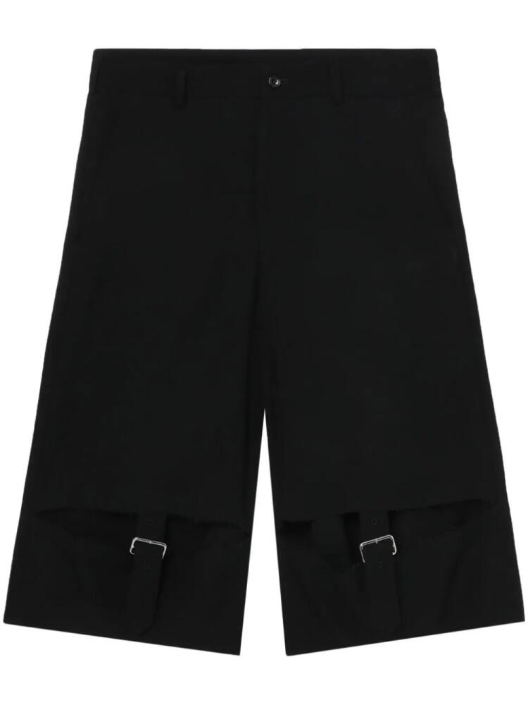 Black Comme Des Garçons buckle-detail wool shorts Cover