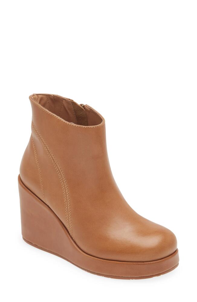 Chocolat Blu Penny Wedge Bootie in Chestnut Leather Cover