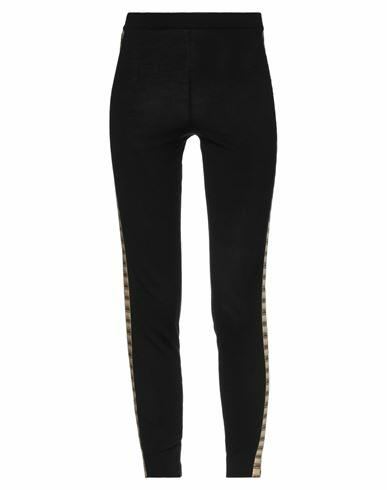 Moschino Woman Leggings Black Virgin Wool, Polyester Cover