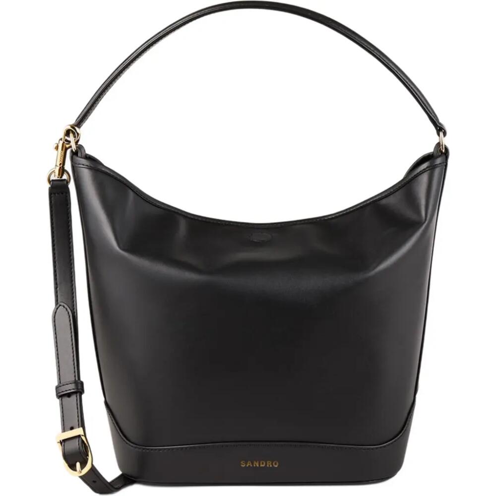 SANDRO Leather bucket bag TANGOSO in Black Cover