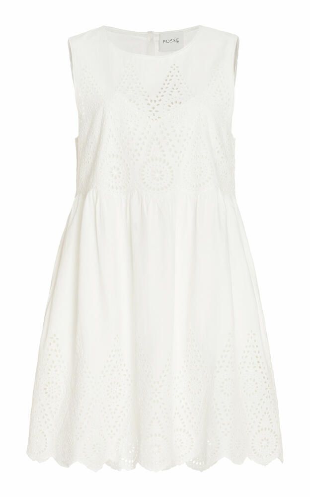 Posse - Louisa Broderie Anglaise Cotton Mini Dress - White Cover