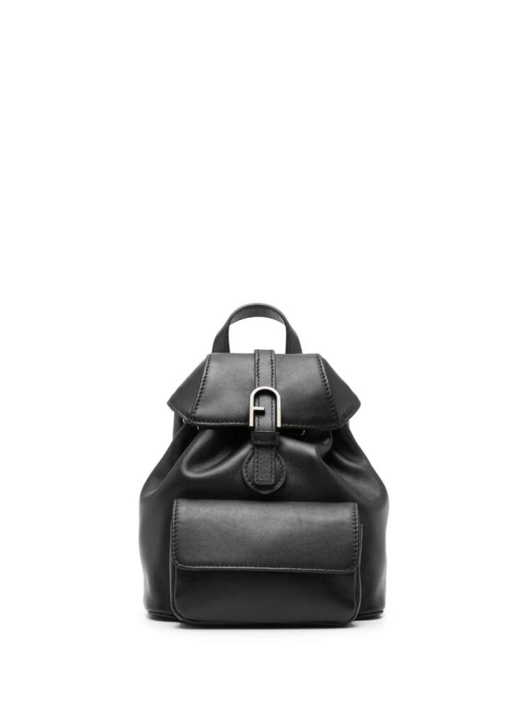 Furla logo-buckle leather backpack - Black Cover