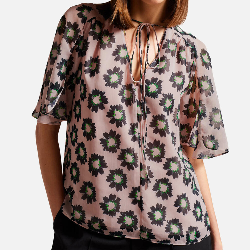 Ted Baker Harlynn Floral Tie Chiffon Top Cover