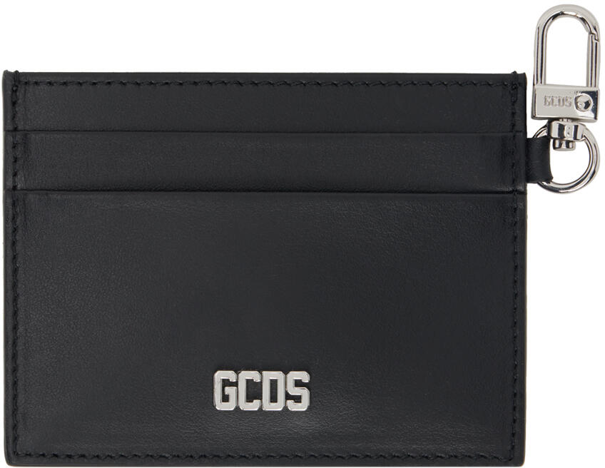 GCDS Black Comma Leather Card Holder Cover