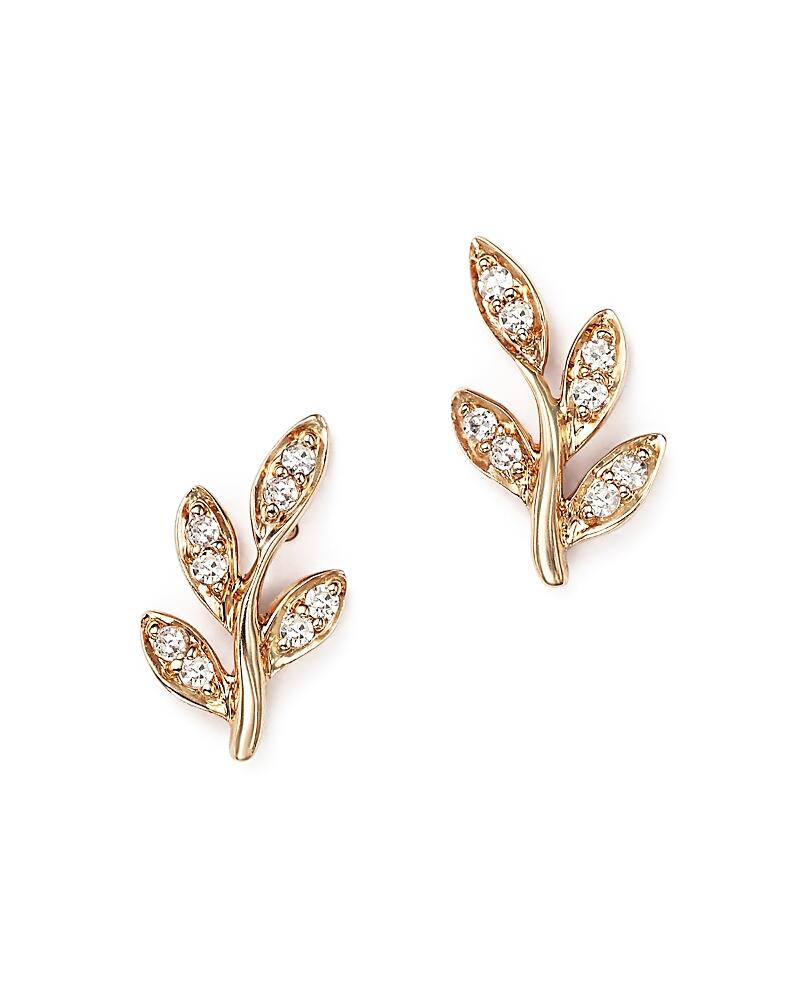 Diamond Leaf Stud Earrings in 14K Rose Gold, .10 ct. t. w. Cover