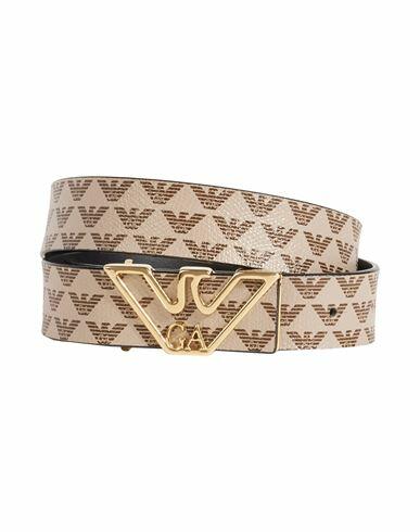 Emporio Armani Woman Belt Dark brown Polyester, PVC - Polyvinyl chloride Cover