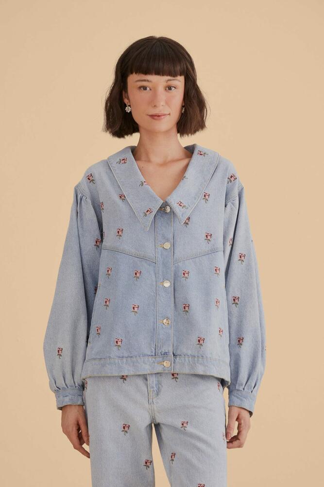 FARM Rio Rose Embroidered Denim Jacket Cover