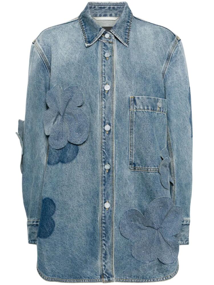 JNBY oversized floral-appliqué denim jacket - Blue Cover