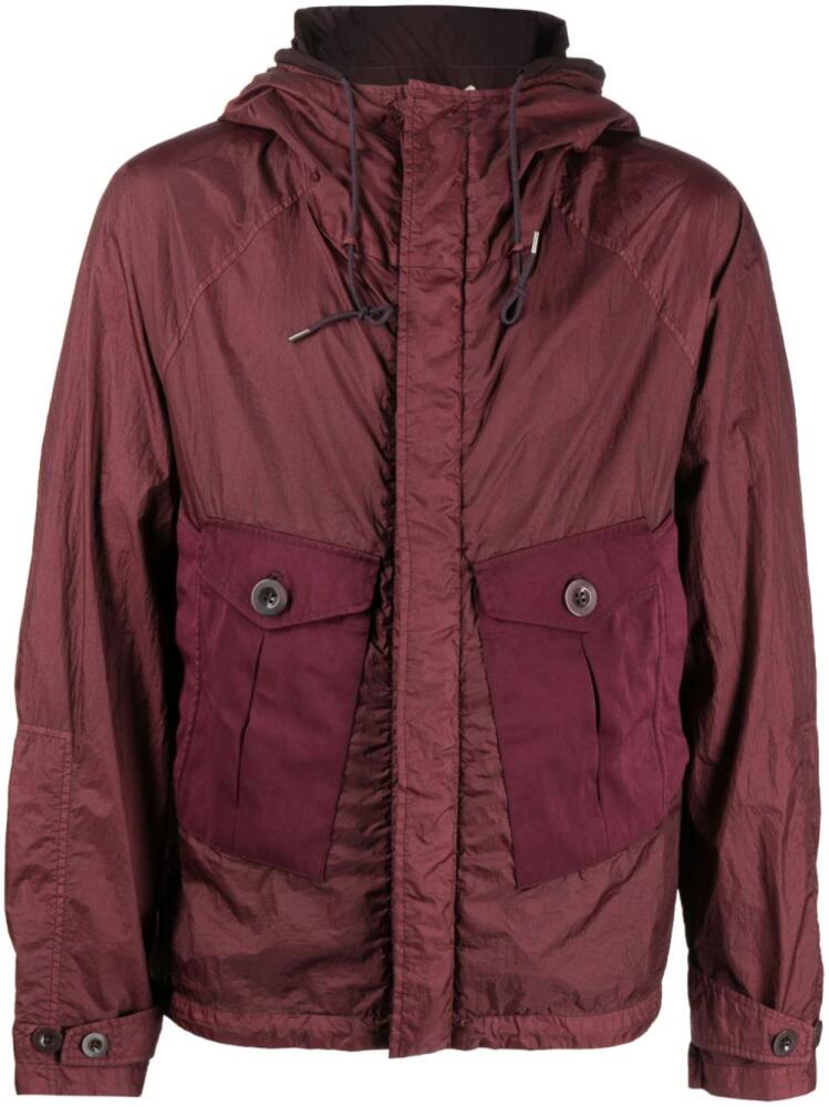 Ten C panelled lightweight hooded jacket - Red Cover