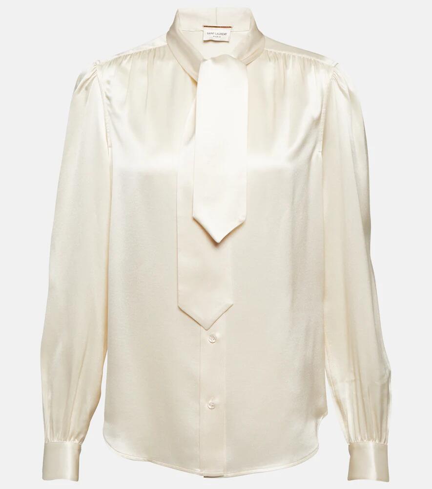 Saint Laurent Tie-neck silk satin blouse Cover