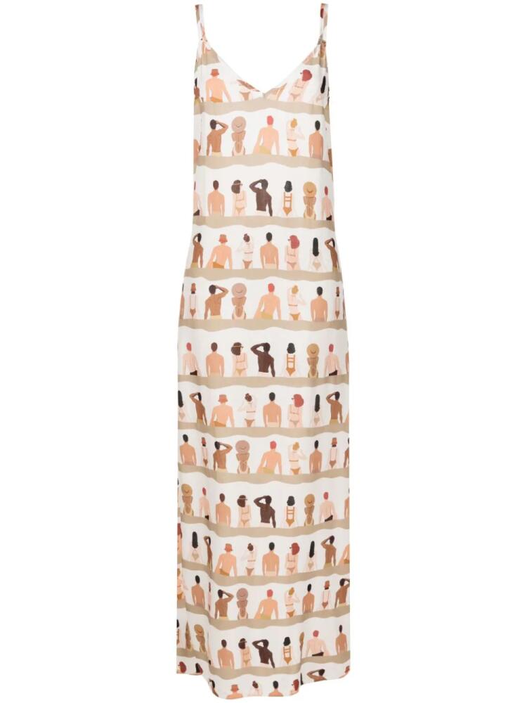 Amir Slama graphic-print V-neck maxi dress - Neutrals Cover