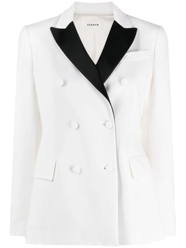 P.A.R.O.S.H. satin-lapel double-breasted blazer - White Cover