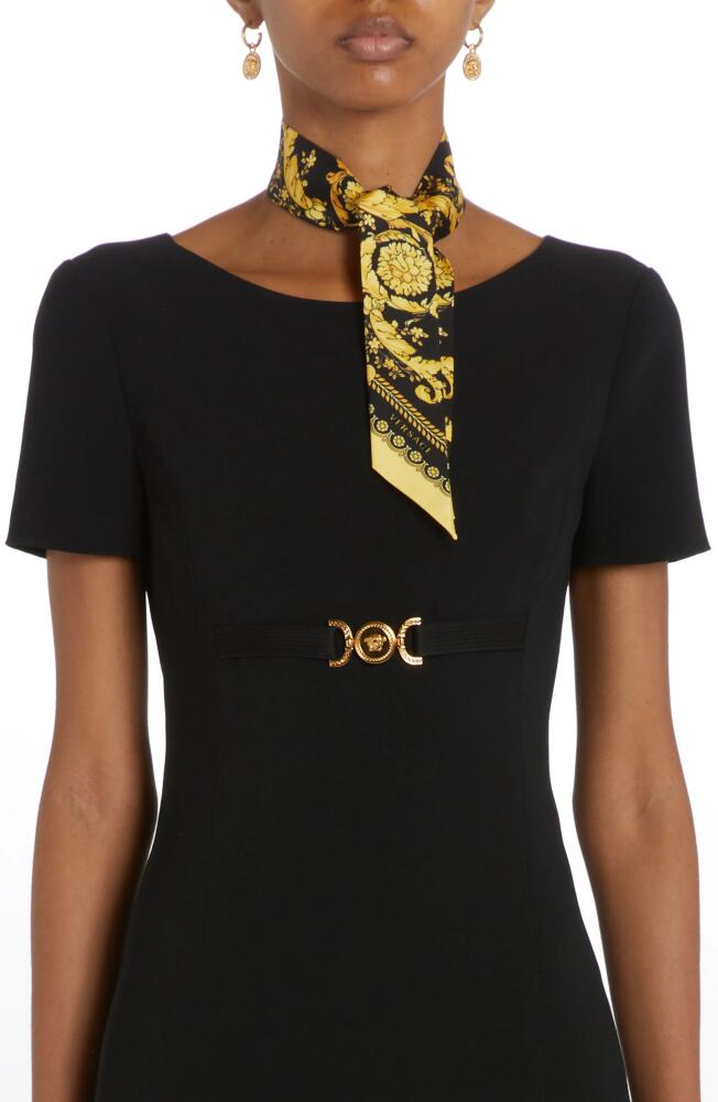 Versace Barocco Print Silk Skinny Scarf in Black/Gold Cover