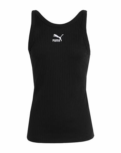 Puma Classics Ribbed Tank Woman Top Black Polyester, Cotton, Elastane Cover