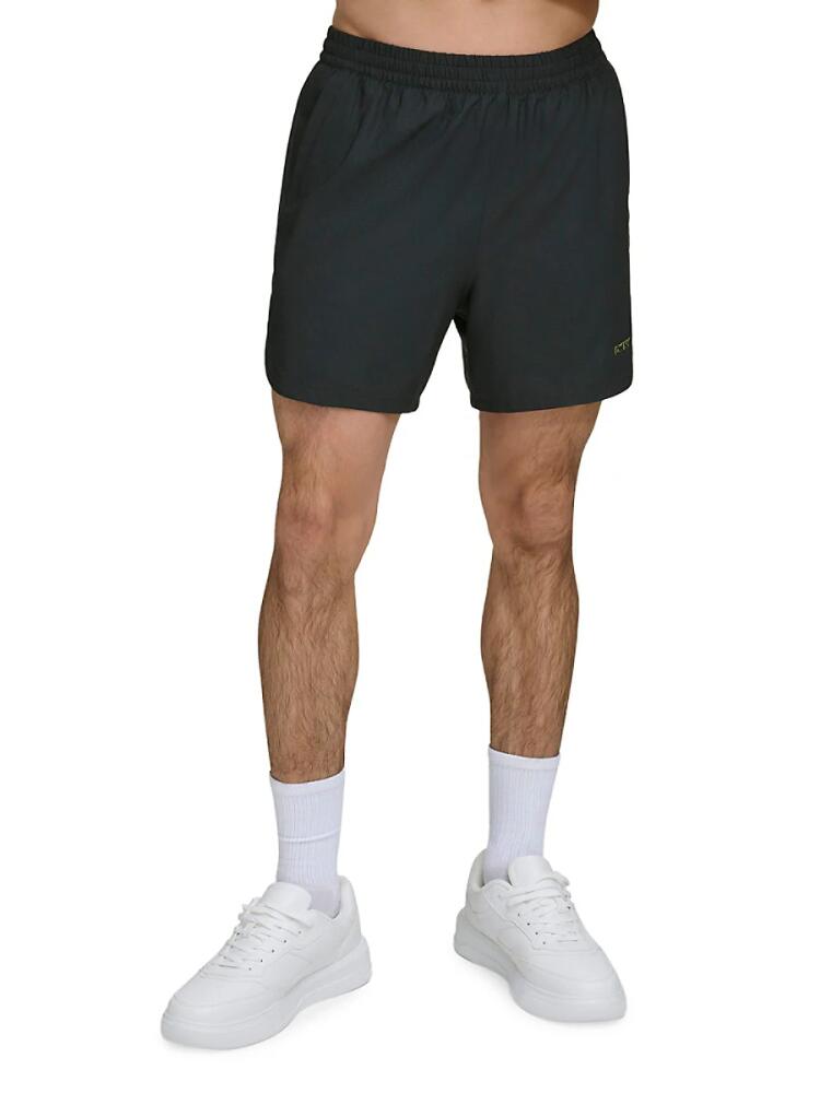 DKNY Men's Standard Fit Flat Front Volley Shorts - Black Cover