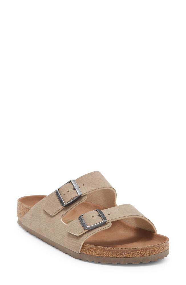 Birkenstock Arizona Slide Sandal in Desert Dust Gray Taupe Cover