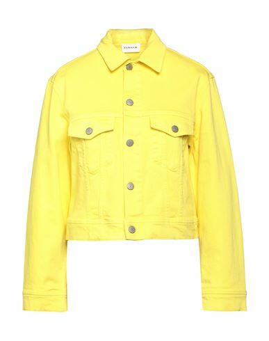 P. a.r. o.s. h. Woman Denim outerwear Yellow Cotton, Elastane Cover