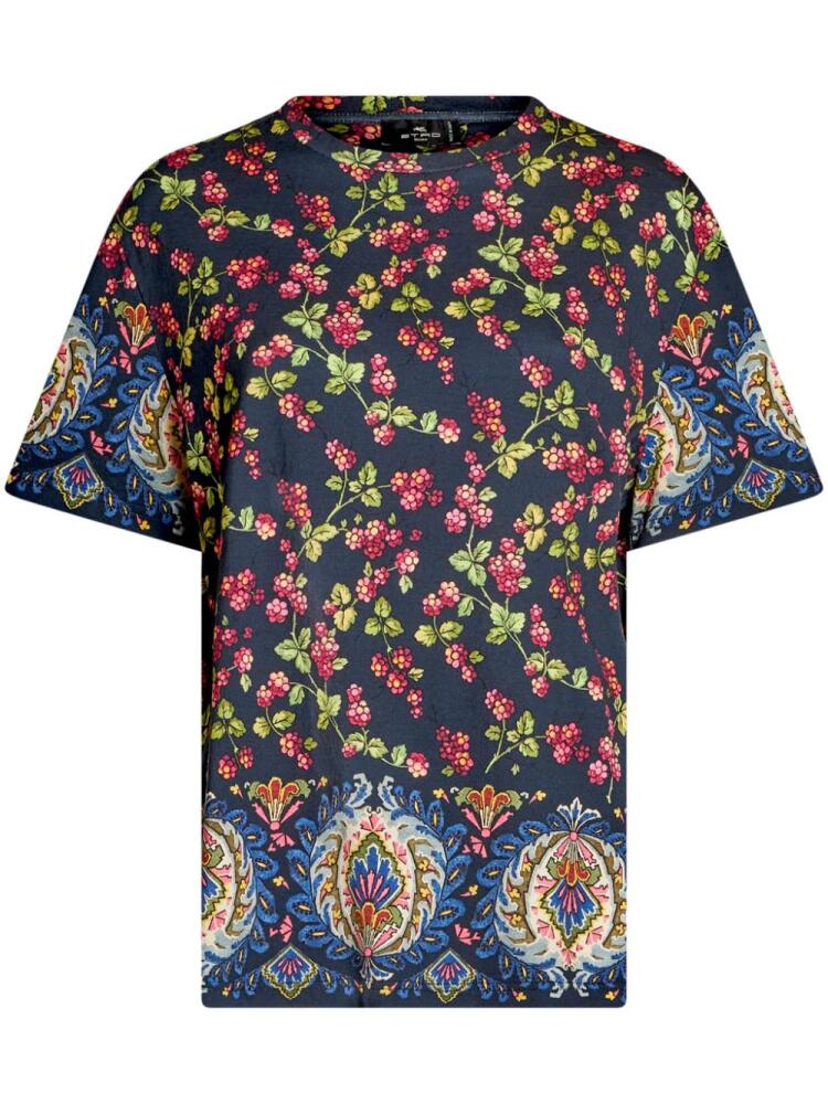 ETRO Berry-print cotton T-shirt - Blue Cover