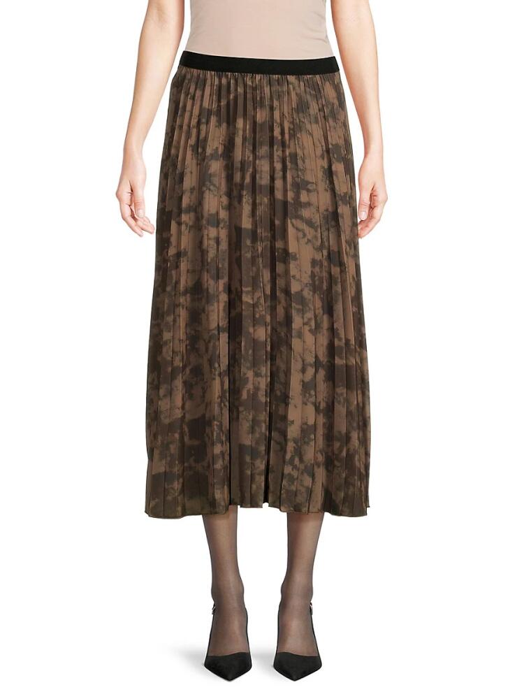 YAL New York Women's Tie Dye Pleated Midi Skirt - Brown Cover