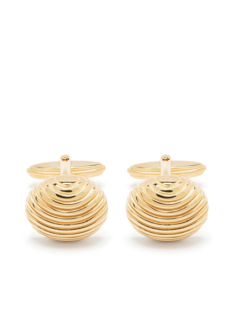 Lanvin round ridged cufflinks - Gold Cover