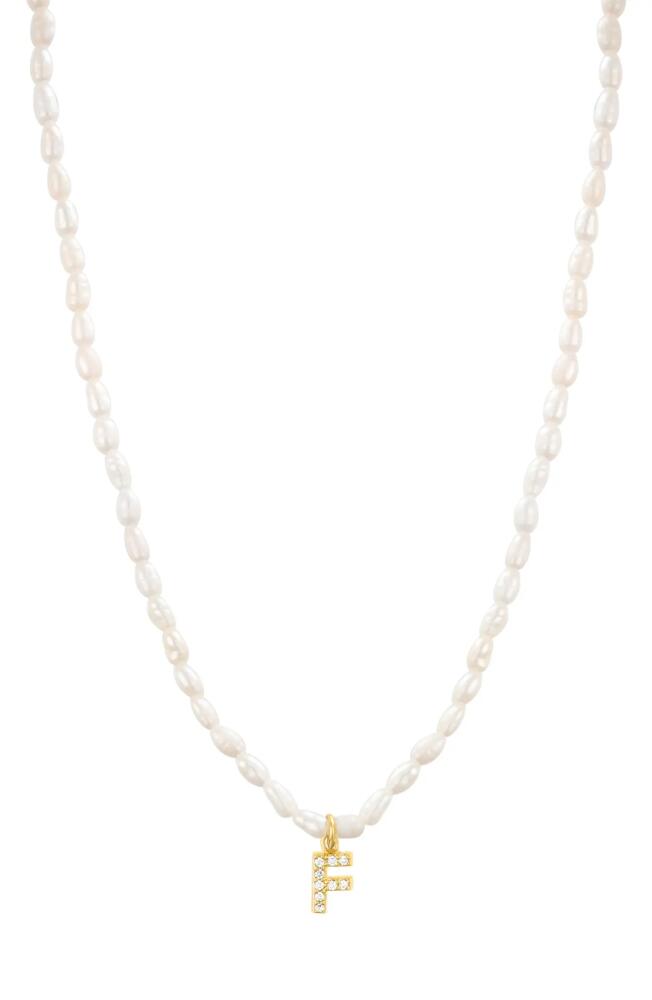 st. Moran Initial Freshwater Pearl Beaded Necklace in White - F Cover