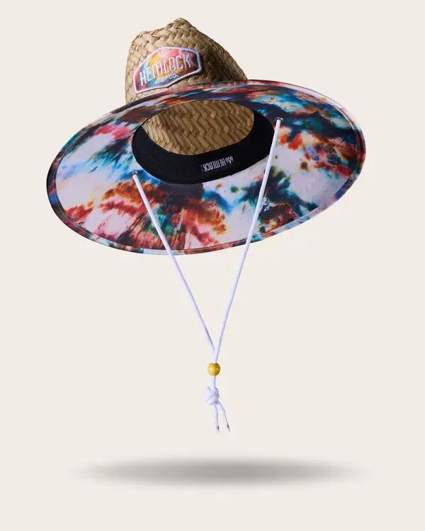 Hemlock Bowie Straw Lifeguard Hat in Tie Dye Cover