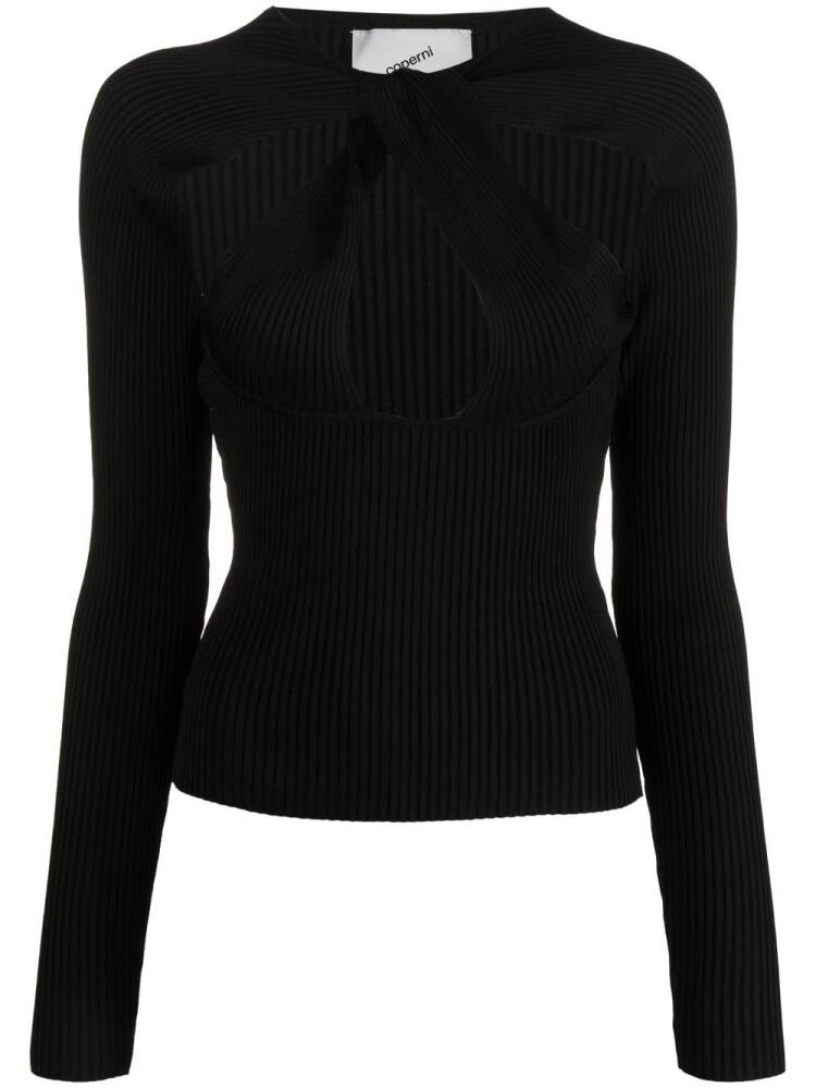 Coperni twisted cut-out rib-knit top - Black Cover