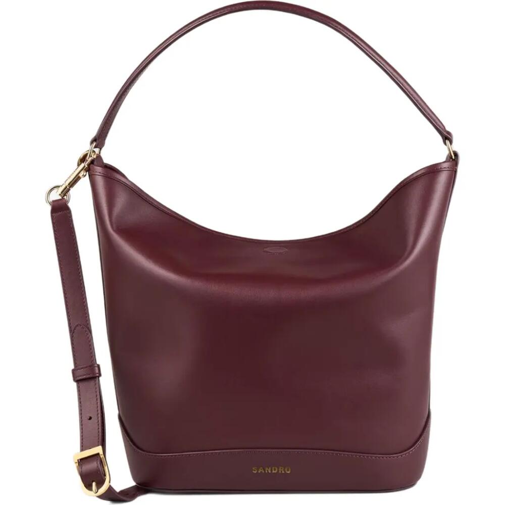 SANDRO Leather bucket bag TANGOSO in Bordeaux Cover