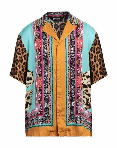 Just Cavalli Man Shirt Camel Viscose Cover