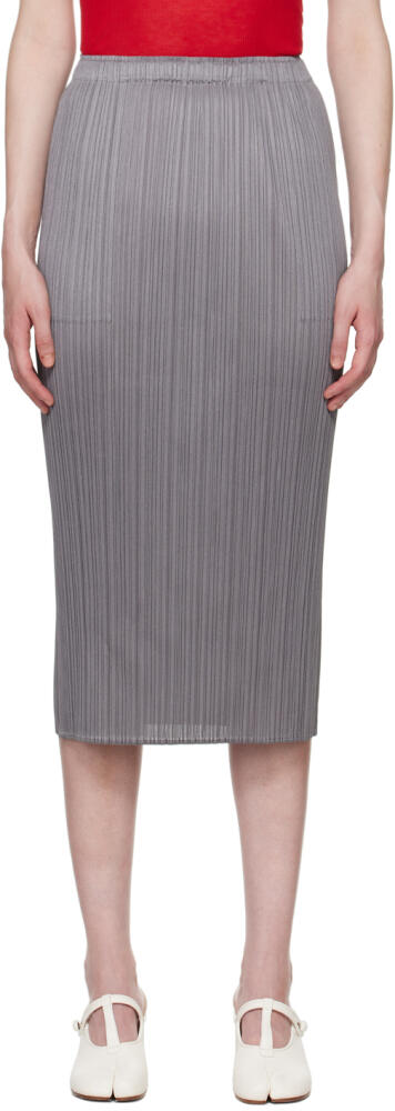 PLEATS PLEASE ISSEY MIYAKE Gray Basics Midi Skirt Cover