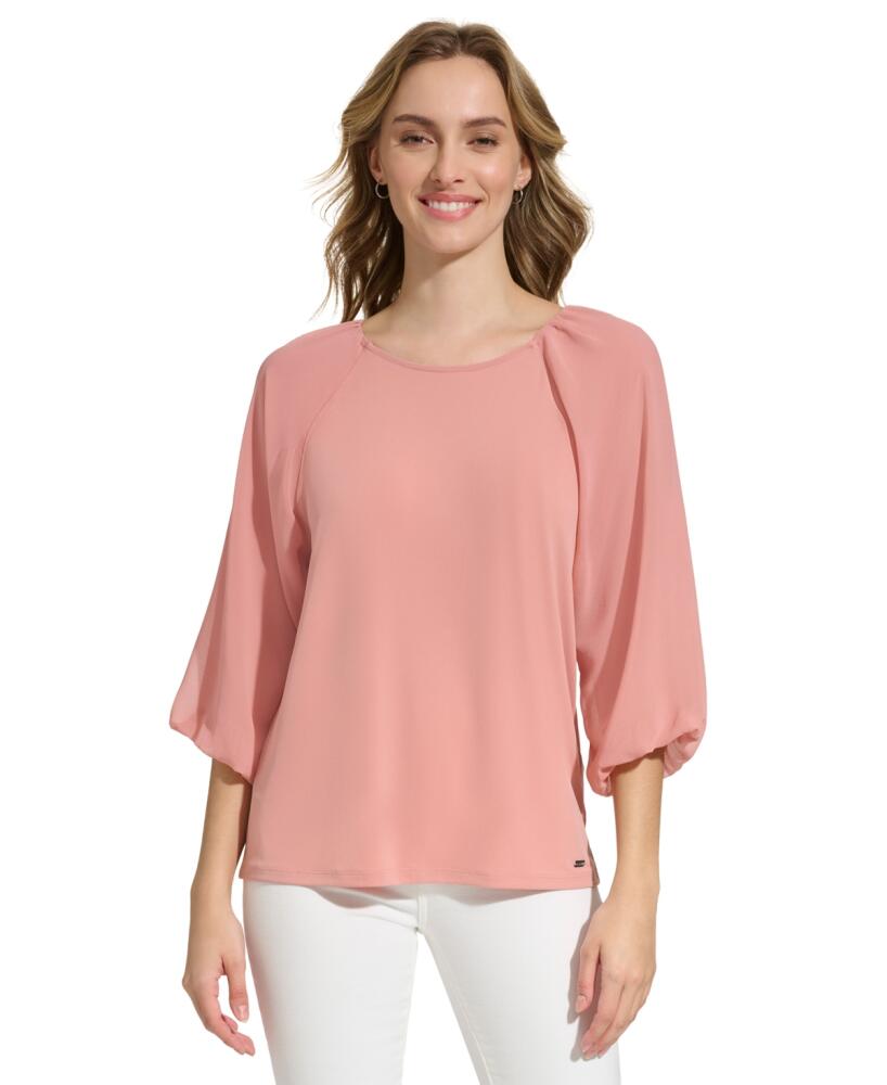 Calvin Klein 3/4 Chiffon Sleeve Blouse - Desert Rose Cover