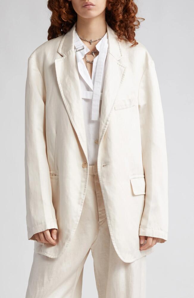 R13 Ragged Oversize Linen Blend Blazer in Oyster Cover