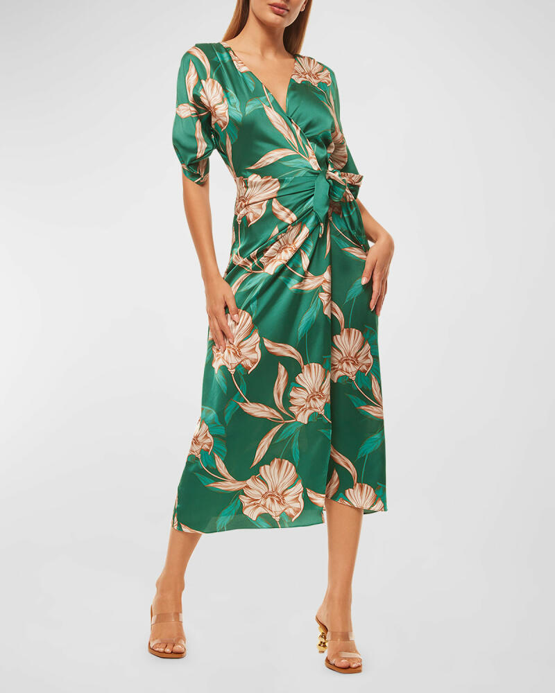 MISA Los Angeles Francesca Floral Midi Wrap Dress Cover