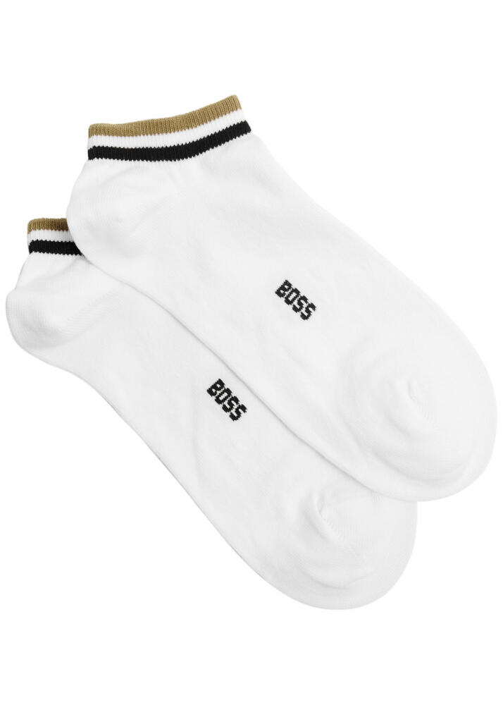 Boss Striped Cotton-blend Trainer Socks - set of two - White Cover