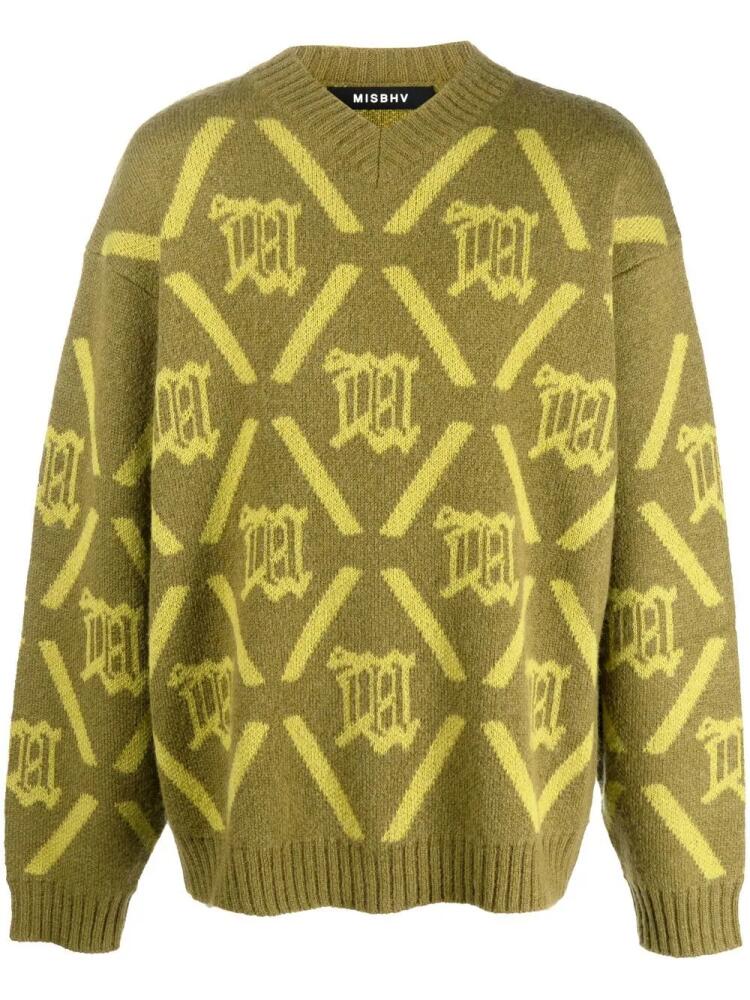 MISBHV logo print merino-mohair blend jumper - Green Cover