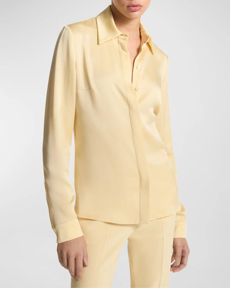 Michael Kors Collection Hansen Charmeuse Button-Front Shirt Cover