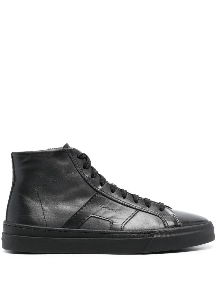 Santoni Gong high-top leather sneakers - Black Cover