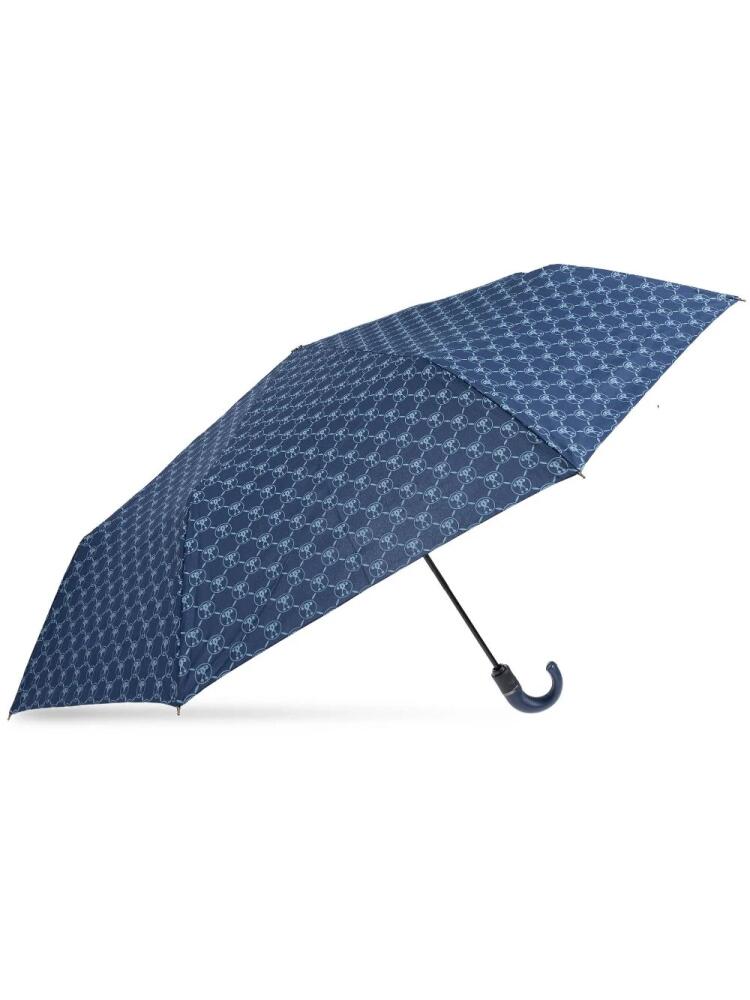 Moschino monogram-print crook-handle umbrella - Blue Cover